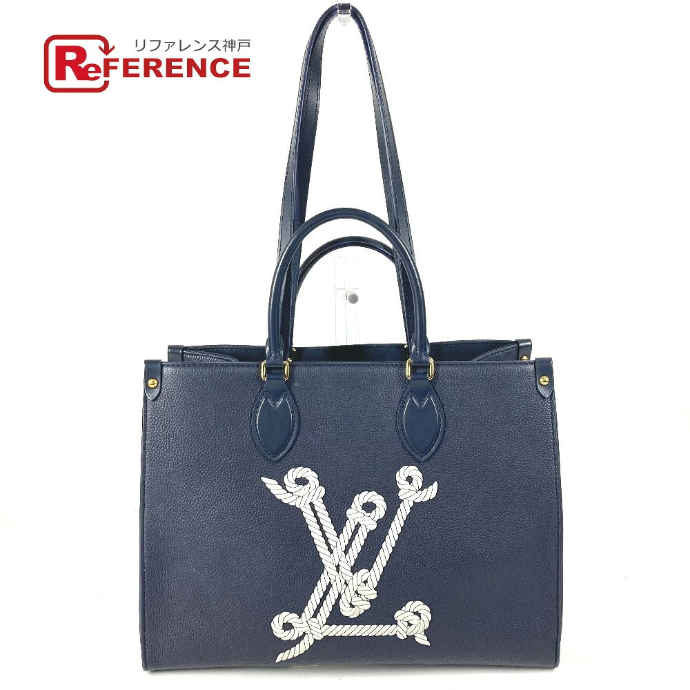 Louis Vuitton Sailors Knot Nautical OnTheGo Bag Tote Leather Navy Blue